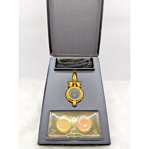 Vintage Tova Beverly Hills Gold Inlay Fragrance Powder Pendant Set W/Org. Box
